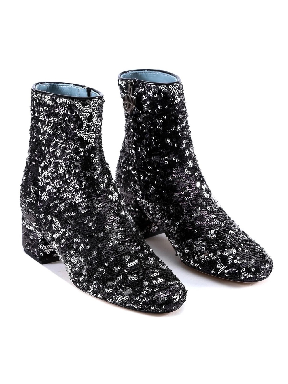 Chiara Ferragni Black Sequin Ankle Boots S39 US 8.5
